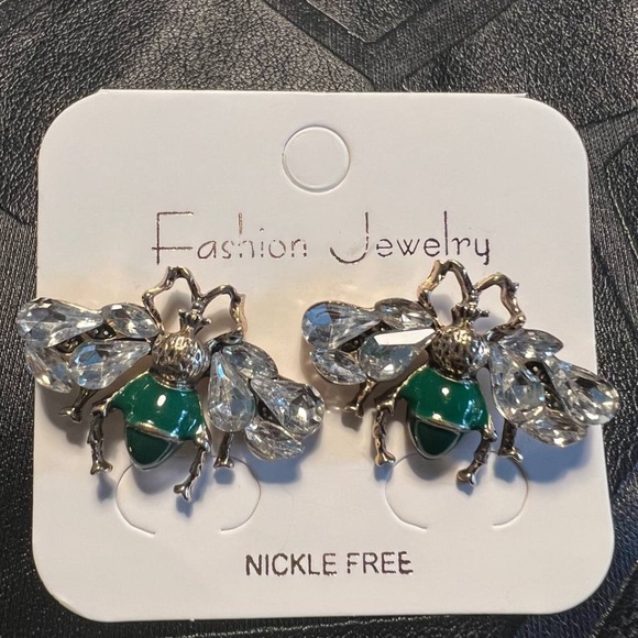 Honey BEE SHAPE EARRING , GREEN - Picture 3 of 11